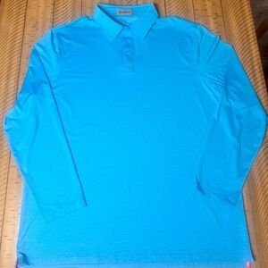 G/FORE Ice Mélange Long Sleeve Stretch Golf Polo – XXL – NWT – Light Blue